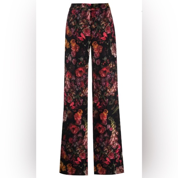 SOLD - Authentic - Adam Lippes - Floral-Print Pintuck Wide-Leg Trousers - size 2 - Picture 1 of 13